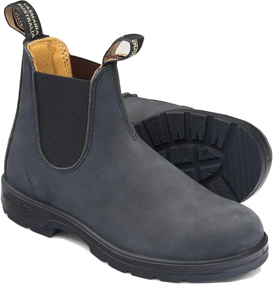 Blundstone Unisex-Adult Premium Leather Suede Nubuck Chelsea Boot (Rustic Black 587, US Men's Size 6/Women's Size 8)