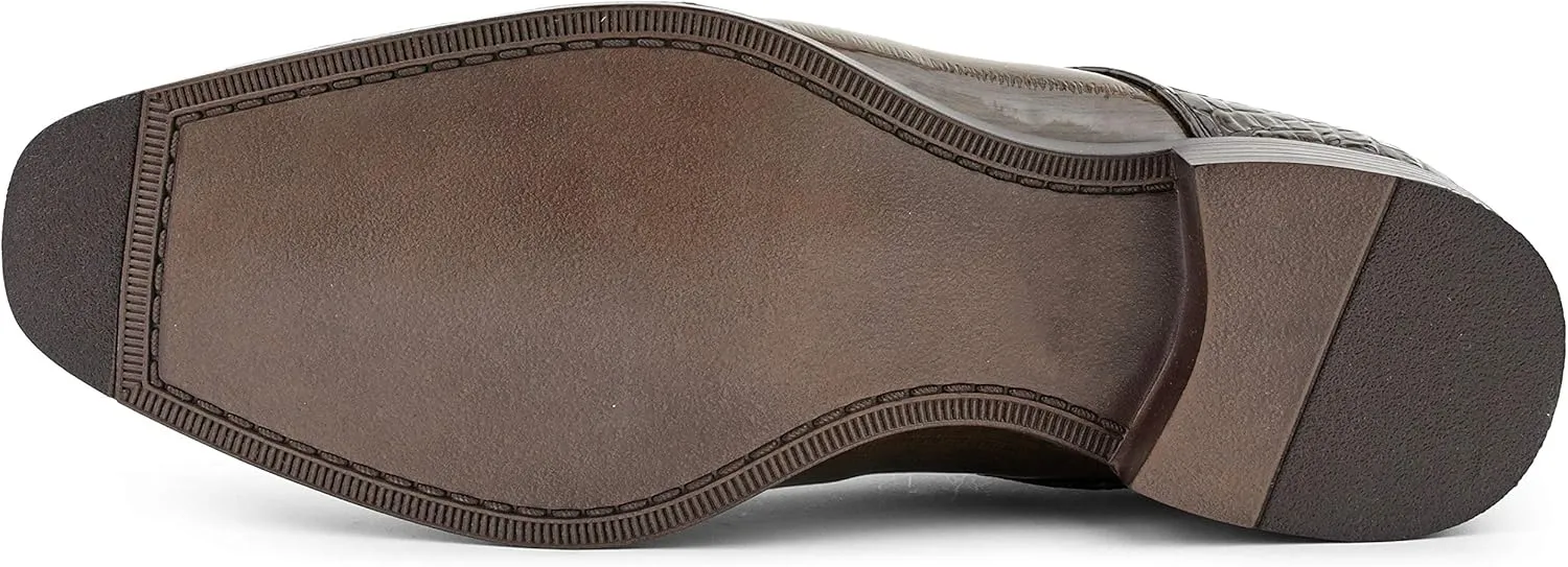 Bolano Bandit, Cap Toe Oxford Dress Shoes for Men, Men's Formal Dress Shoes with Alligator Print, Croc Folded Oxfords