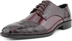 Bolano Bandit, Cap Toe Oxford Dress Shoes for Men, Men's Formal Dress Shoes with Alligator Print, Croc Folded Oxfords