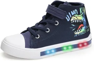 Boys Girls Light Up Sneakers Toddler Canvas High Top Fashion Sneaker Kids Casual Walking Shoes