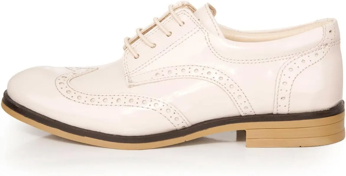 Boy's Lace Up Brogues Oxford Shoes Formal Wedding Communion Footwear