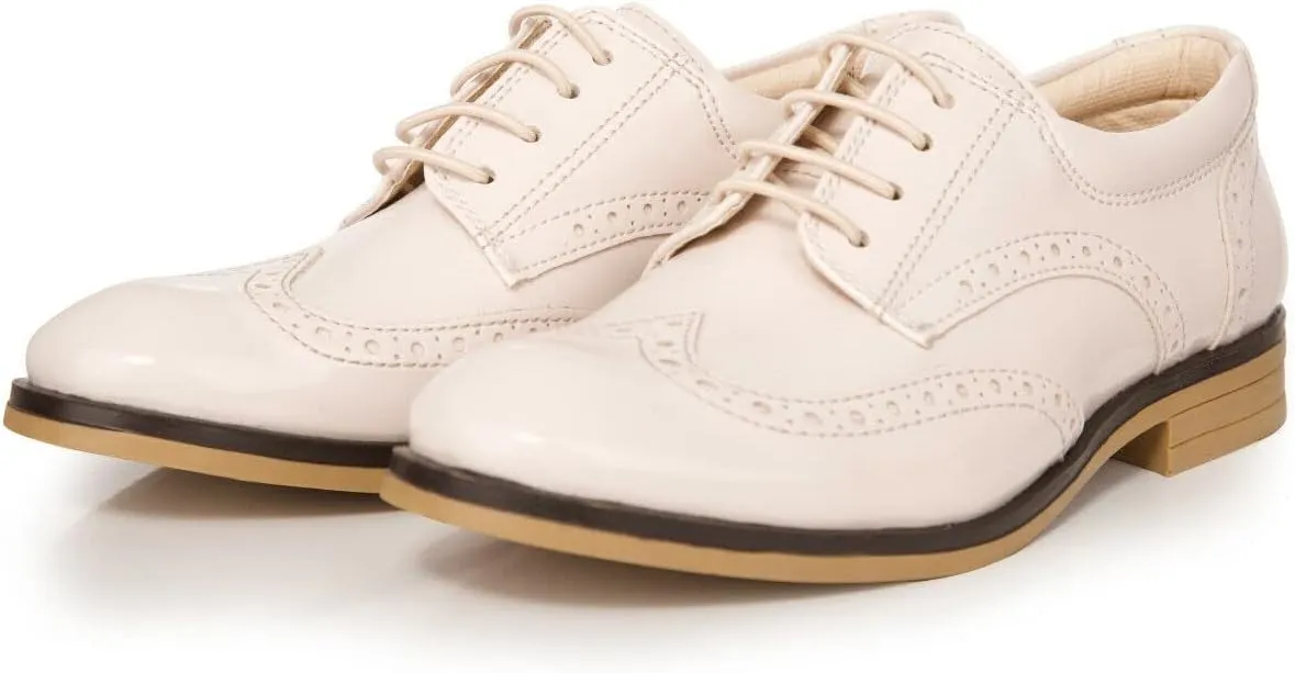 Boy's Lace Up Brogues Oxford Shoes Formal Wedding Communion Footwear