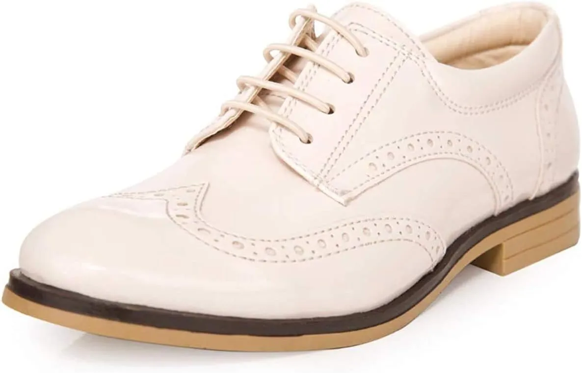Boy's Lace Up Brogues Oxford Shoes Formal Wedding Communion Footwear