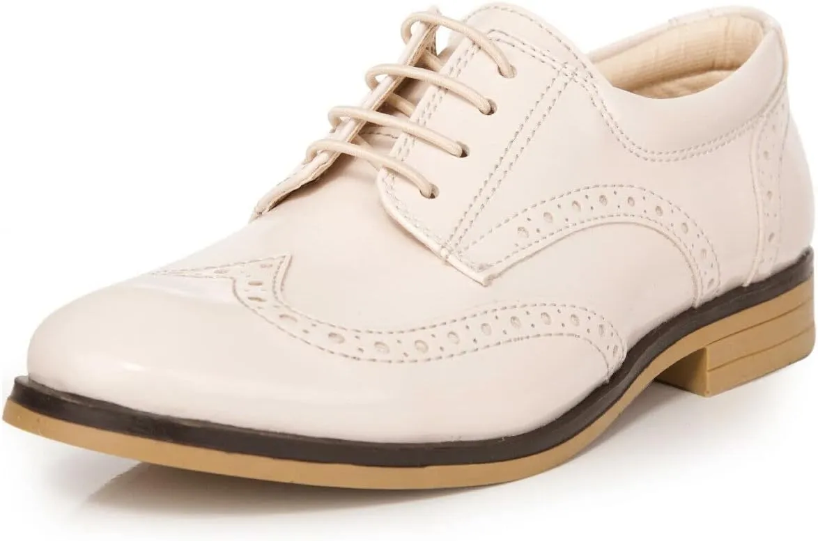Boy's Lace Up Brogues Oxford Shoes Formal Wedding Communion Footwear