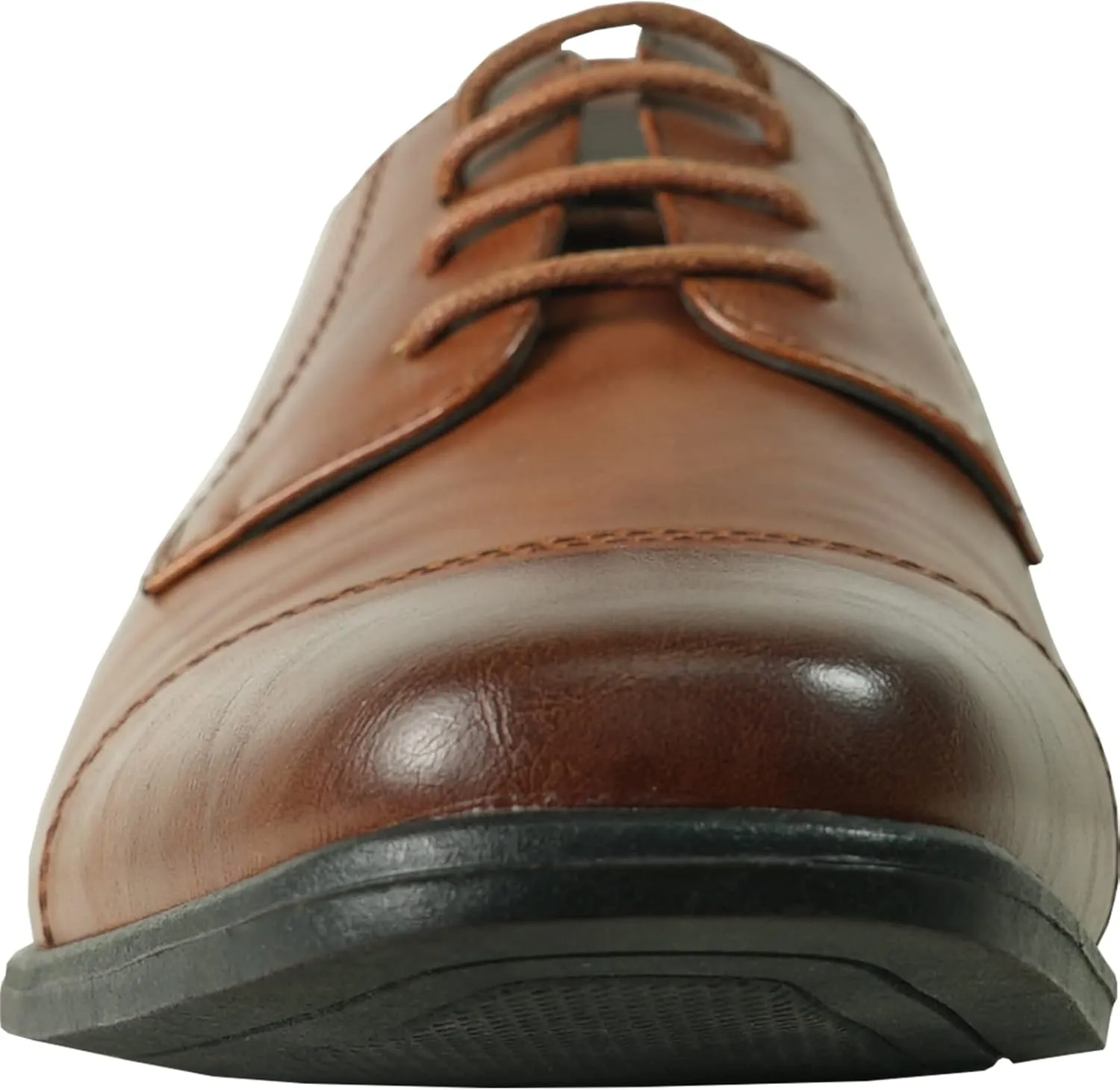 bravo! Men Dress Shoe King Classic Lace-up Oxford Plain or Cap Toe or Wingtip Leather Sock Medium and Wide Width Size from 6 to 18 Black Brown Cognac Blue Purple Red