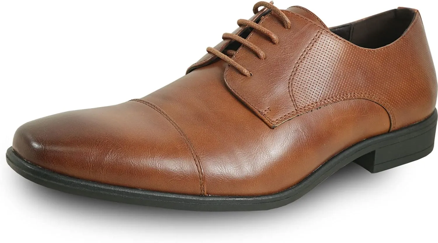 bravo! Men Dress Shoe King Classic Lace-up Oxford Plain or Cap Toe or Wingtip Leather Sock Medium and Wide Width Size from 6 to 18 Black Brown Cognac Blue Purple Red
