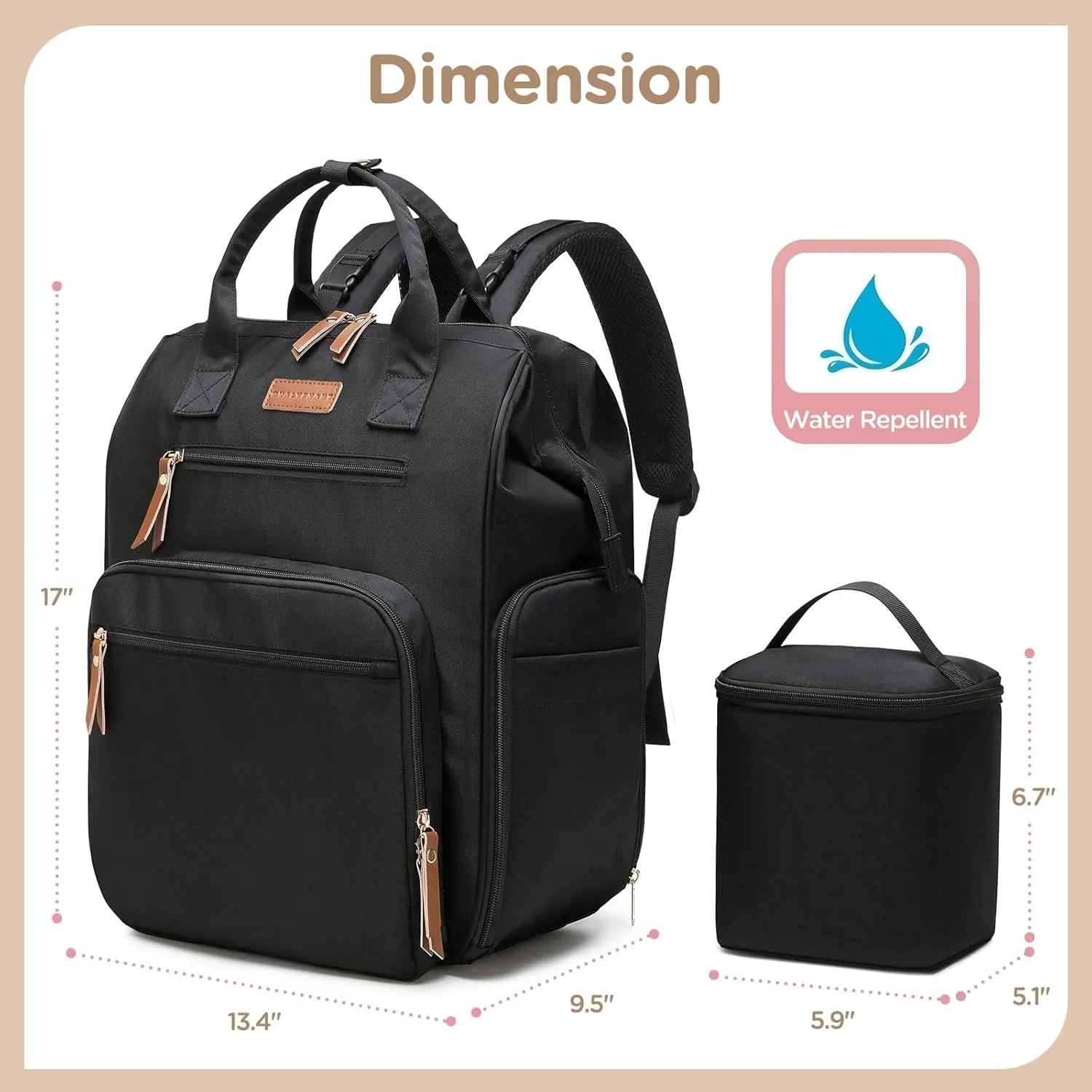 Breast Pump Bag for Spectra S1 S2 Medela, Convertible Large Diaper Bag Backpack for Working Moms with 16 inch Laptop Sleeve & Cooler Storage, Black