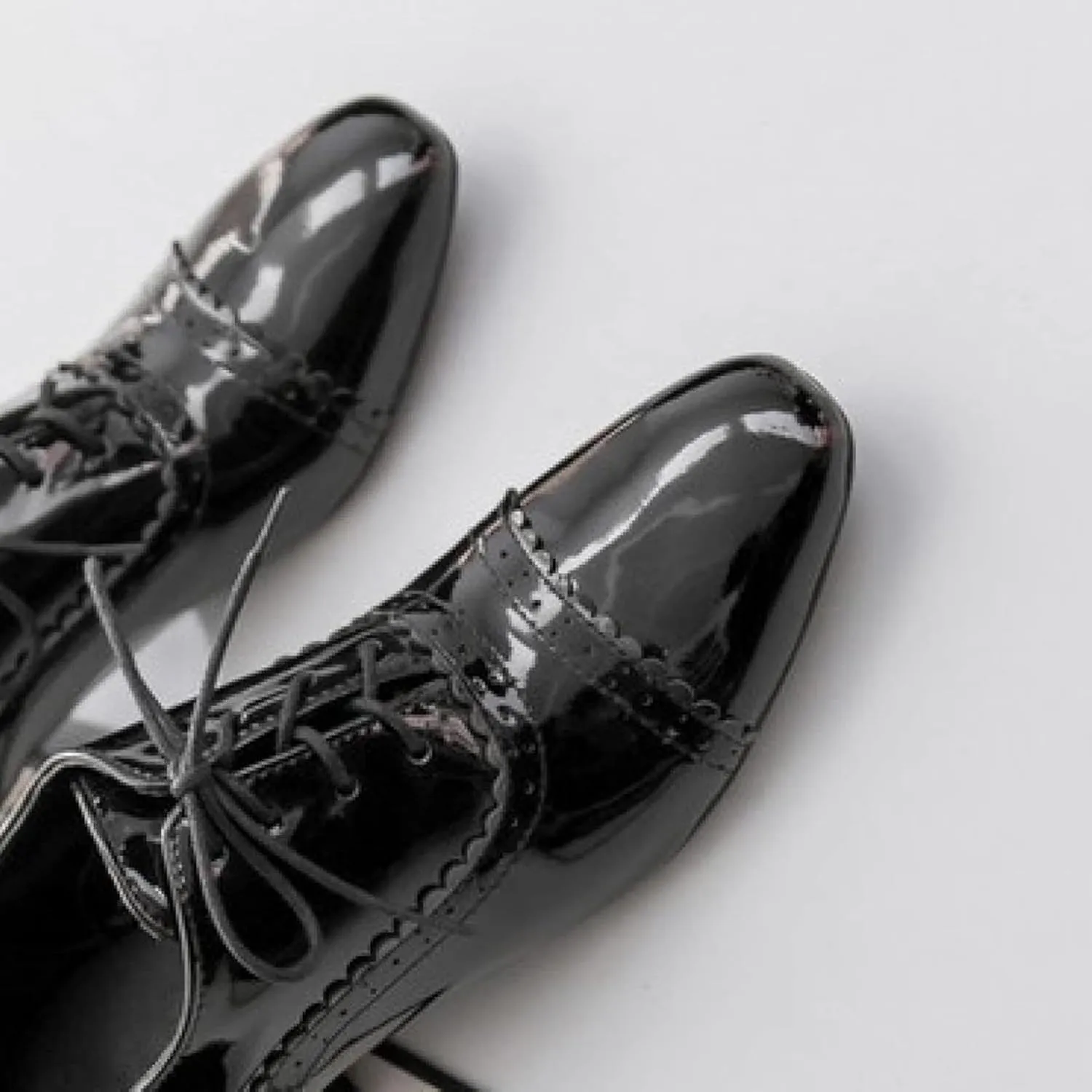 Brogue Women's High Heels Patent Leather Lace Oxford Shoes Comfortable High Heels Women's Party Dress Shoes