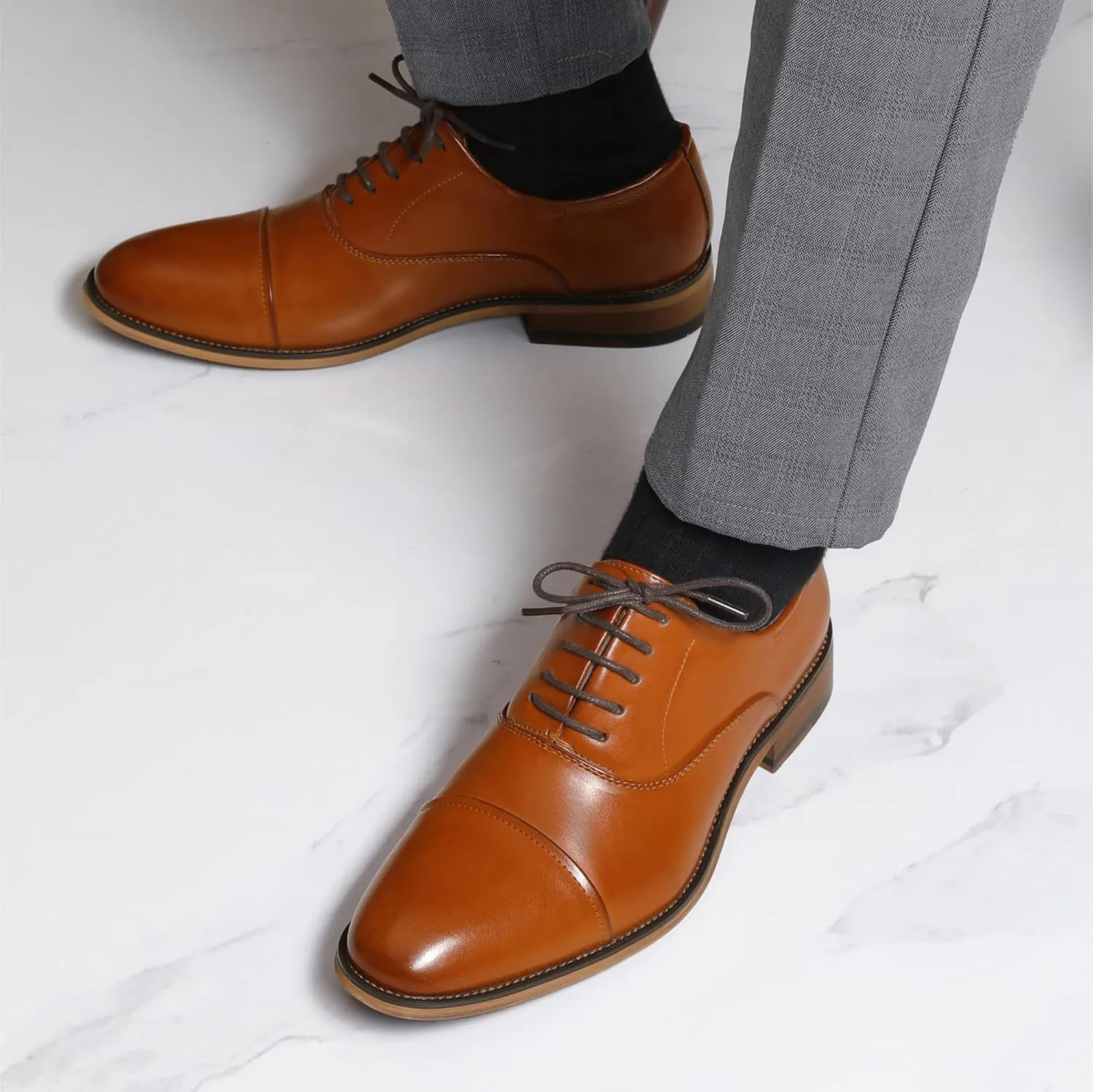 Bruno Marc Men's Lace Up Soft Cap-Toe Formal Dress Shoes