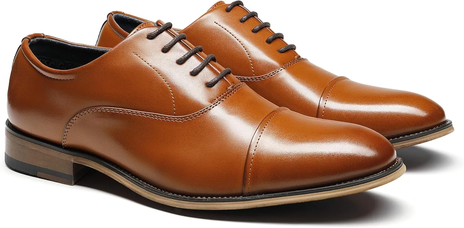 Bruno Marc Men's Lace Up Soft Cap-Toe Formal Dress Shoes