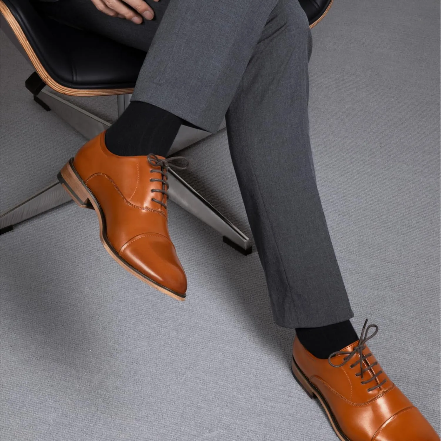 Bruno Marc Men's Lace Up Soft Cap-Toe Formal Dress Shoes