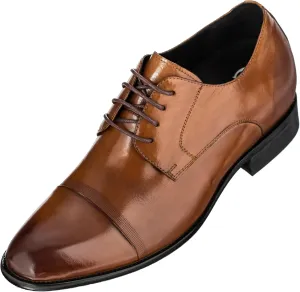 CALTO Men's Invisible Height Increasing Elevator Shoes - Antique Brown Premium Leather Lace-up Formal Oxfords - 2.8 Inches Taller - Y1002 - Size 11 D(M) US