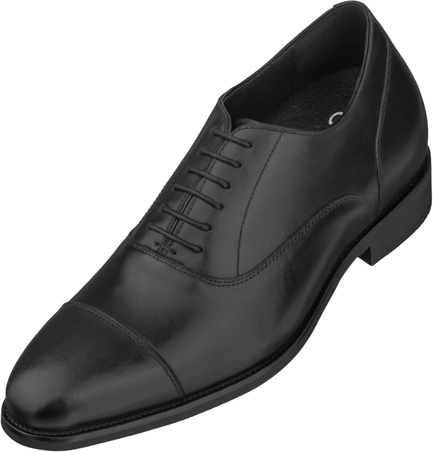 CALTO Men's Invisible Height Increasing Elevator Shoes - Black Premium Leather Lace-up Super Lightweight Formal Oxfords - 3 Inches Taller - S3032 - Size 9 D(M) US