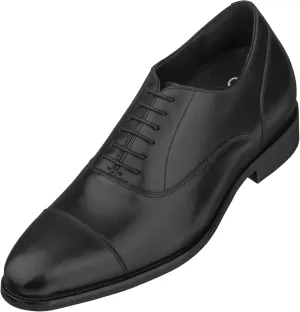 CALTO Men's Invisible Height Increasing Elevator Shoes - Black Premium Leather Lace-up Super Lightweight Formal Oxfords - 3 Inches Taller - S3032 - Size 9 D(M) US