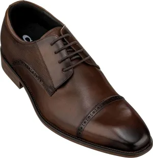 CALTO Men's Invisible Height Increasing Elevator Shoes - Coffee Brown Premium Leather Lace-up Dress Formal Oxfords - 2.4 Inches Taller - Y6303 - Size 11.5 D(M) US