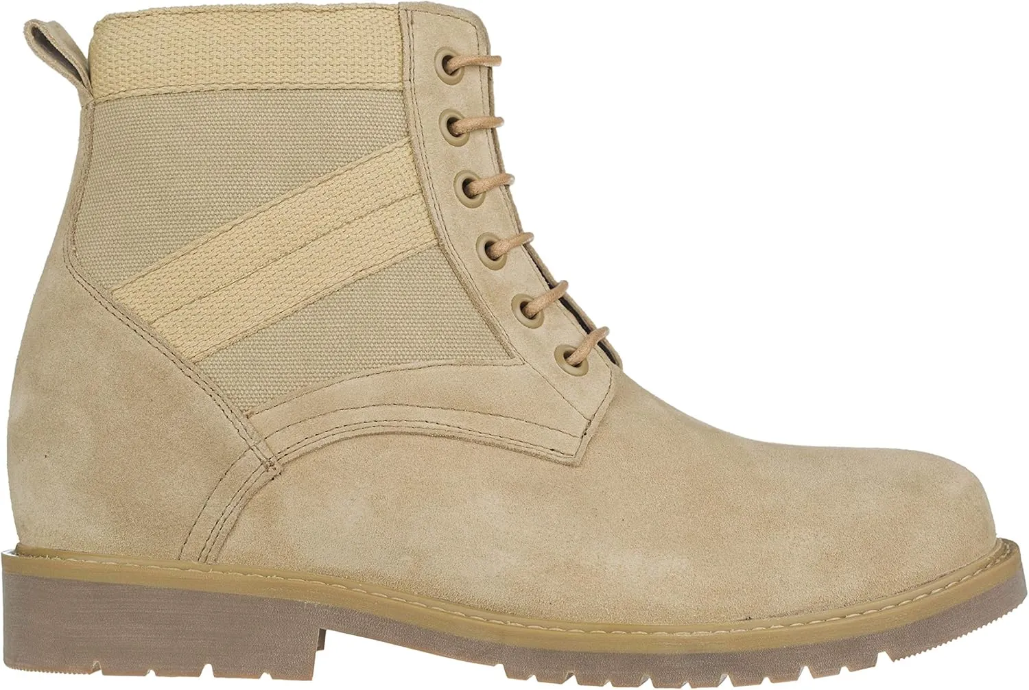CALTO Men's Invisible Height Increasing Elevator Shoes - Desert Sand Suede Lace-up High-top Military Boots - 3.2 Inches Taller - S9012 - Size 9 D(M) US