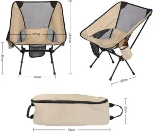 Camping Chair Premium Beige Outdoor Folding Chairs Ultralight Garden Furniture Relaxing Fishing Supplies