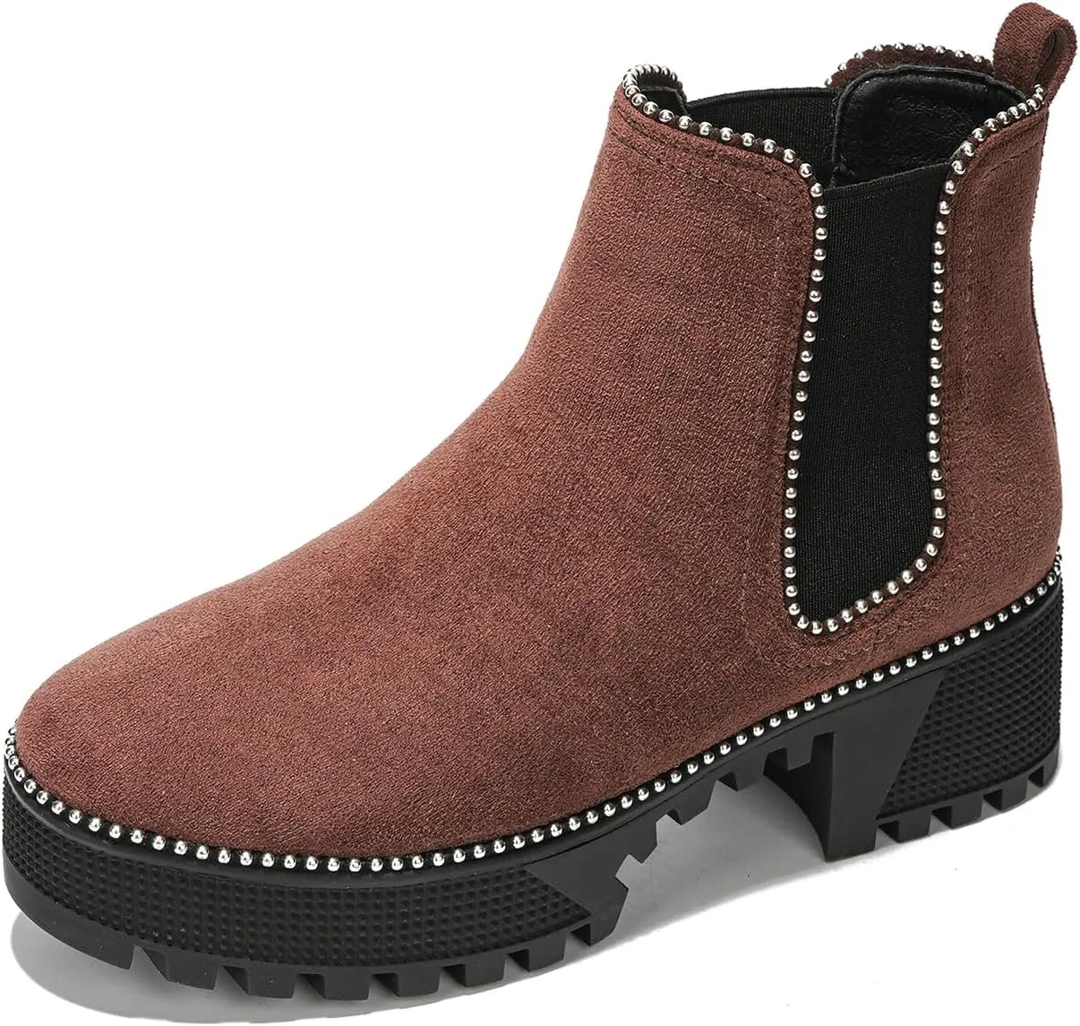 Cape Robbin Women's Platform Combat Ankle Boots - Studded Motorcycle Goth Boots with Spiky Design - Chunky Heel Lace-Up Style (Spiky)