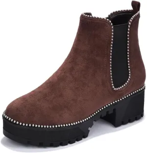 Cape Robbin Women's Platform Combat Ankle Boots - Studded Motorcycle Goth Boots with Spiky Design - Chunky Heel Lace-Up Style (Spiky)