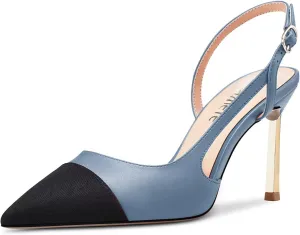 Castamere High Heel Pointed Cap Toe Slingback Pumps Wedding Prom Patchwork 3.3 Inches Heels