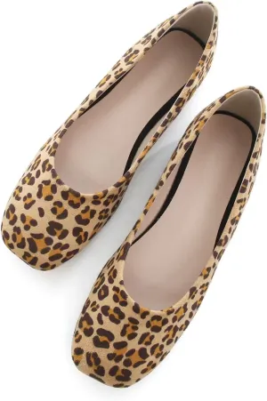 ChaiRong Zhou Women Square Toe Ballets Flats Comfort Slip On Walking Shoes for Driving