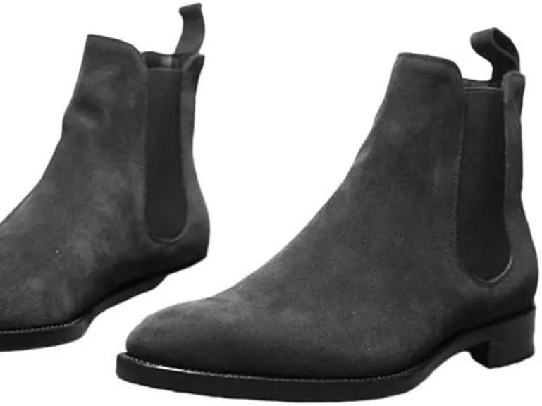 Chelsea Boots Vintage Suede Casual Ankle Boots High Top Classic Pointed Toe Cowboy Boots Dress Boot
