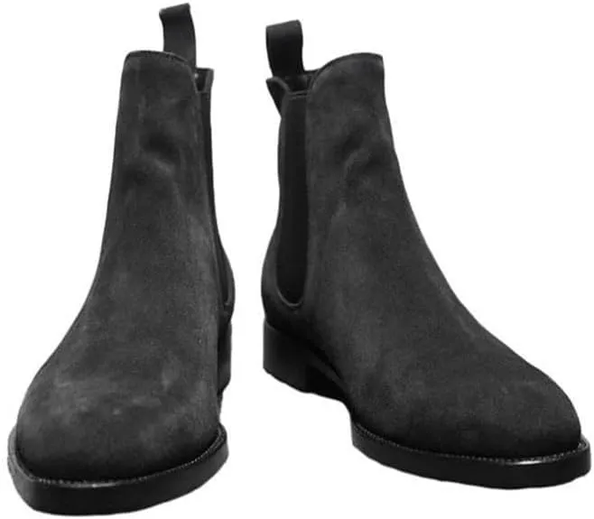Chelsea Boots Vintage Suede Casual Ankle Boots High Top Classic Pointed Toe Cowboy Boots Dress Boot
