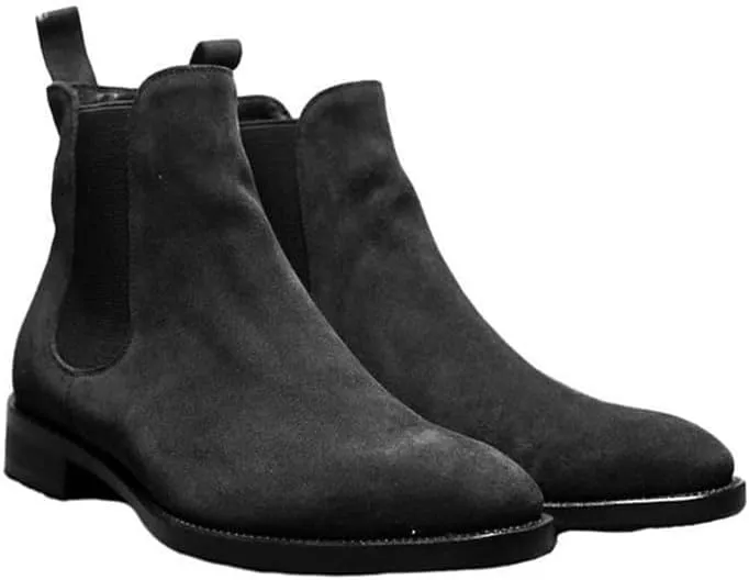 Chelsea Boots Vintage Suede Casual Ankle Boots High Top Classic Pointed Toe Cowboy Boots Dress Boot