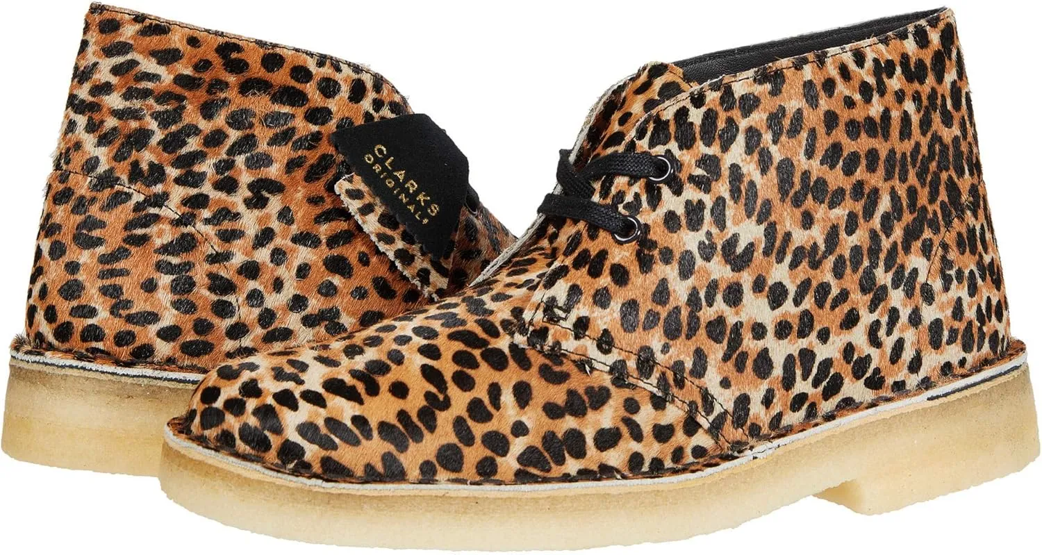Clarks Desert Boot Leopard Print Pony Leather 8.5 B (M)