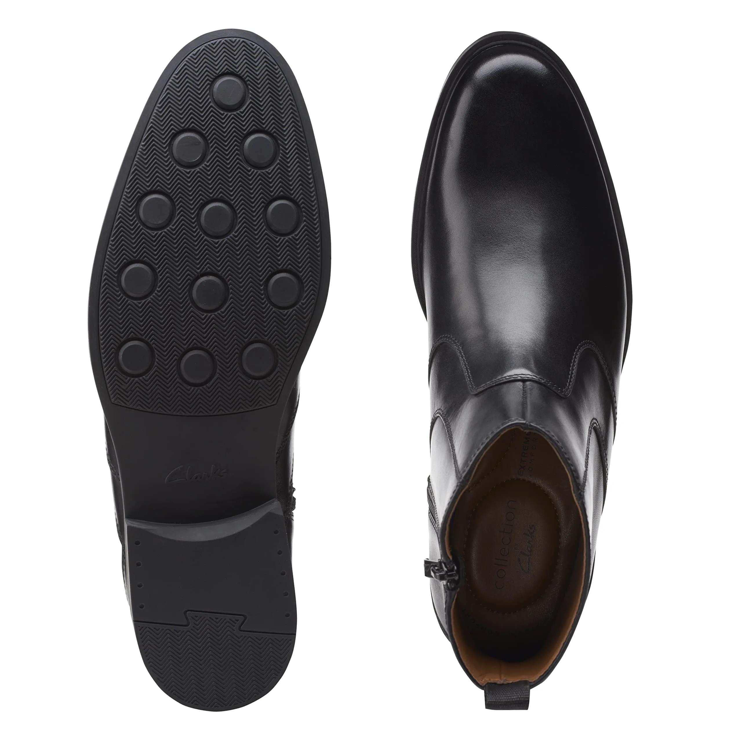 Clarks Men's Whiddon Zip Chelsea Boot, Black Leather, 11