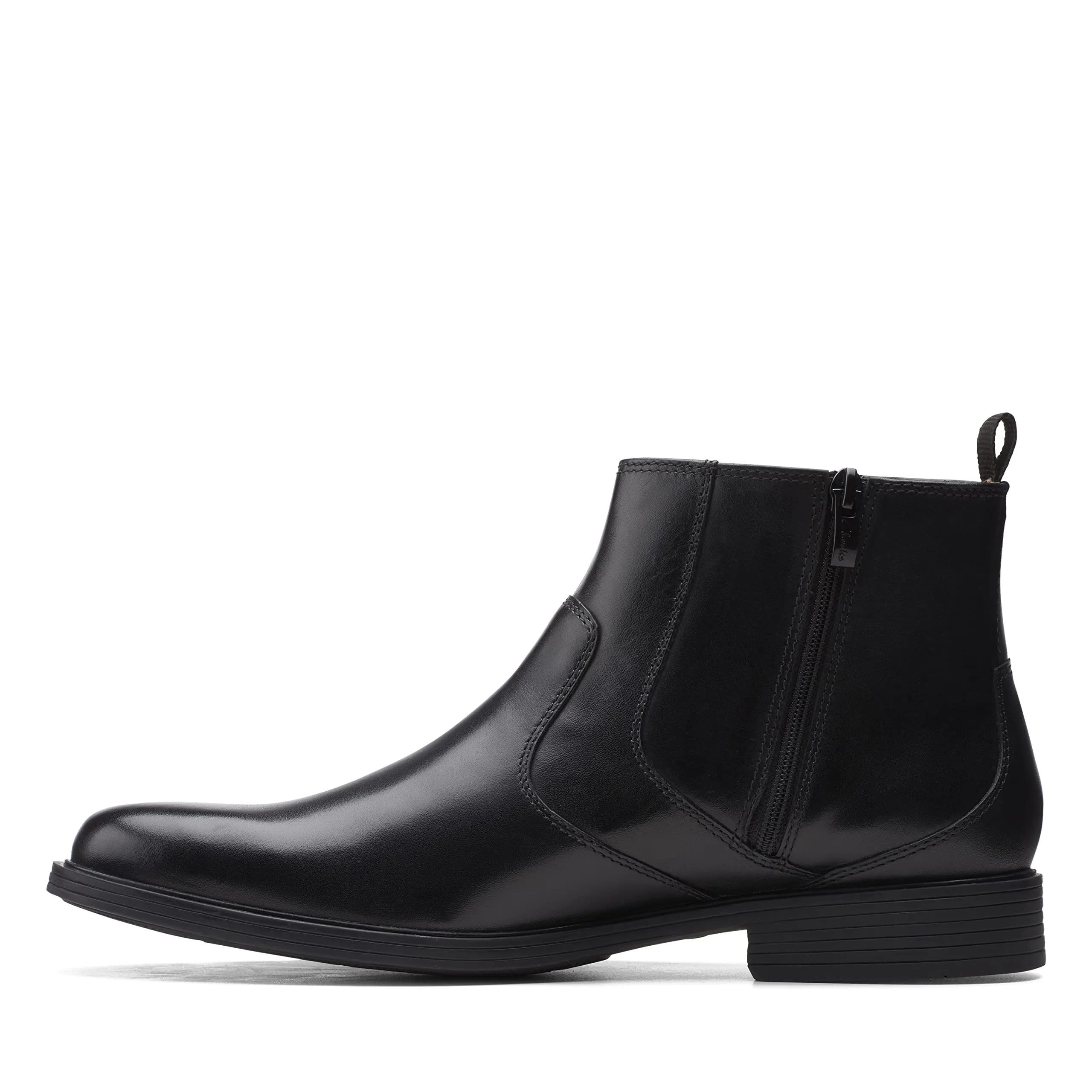 Clarks Men's Whiddon Zip Chelsea Boot, Black Leather, 11