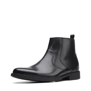 Clarks Men's Whiddon Zip Chelsea Boot, Black Leather, 11