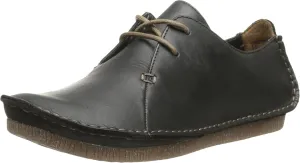 Clarks womens Janey Mae oxfords shoes, Black Leather, 6.5 US