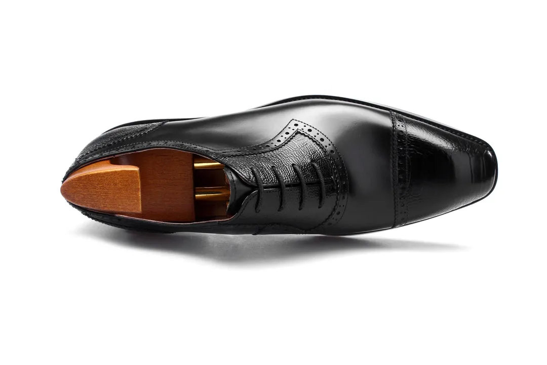 Classic Black Leather Wingtip Brogue Oxford Shoes