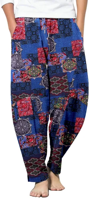 COOFANDY Men's Linen Harem Drawstring Pants Casual Elastic Waist Lightweight Trouser Hippie Summer Beach Yoga Pants
