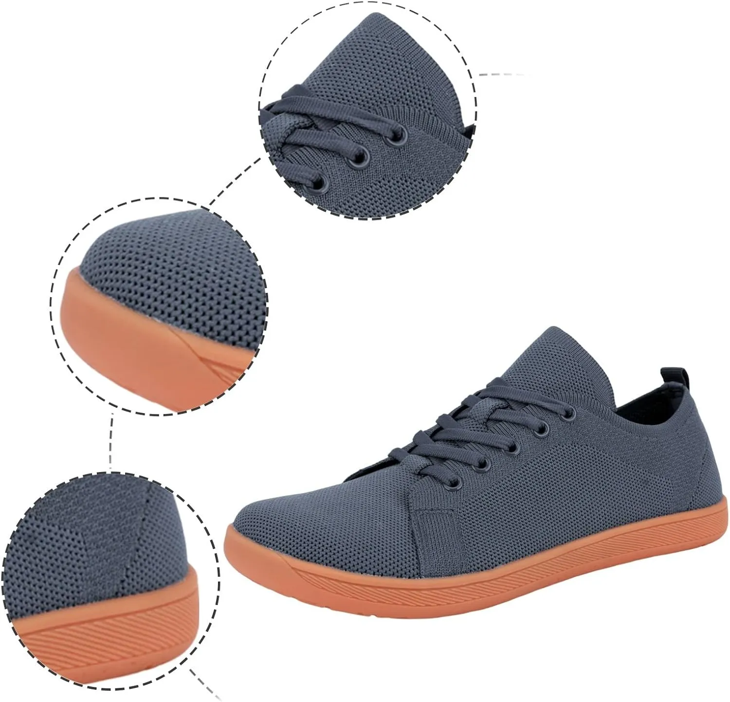Couple Solid Color Wide Head Outdoor Barefoot Casual Shoes Breathable Comfortable Mens Sneaker Shoes with Arch Support