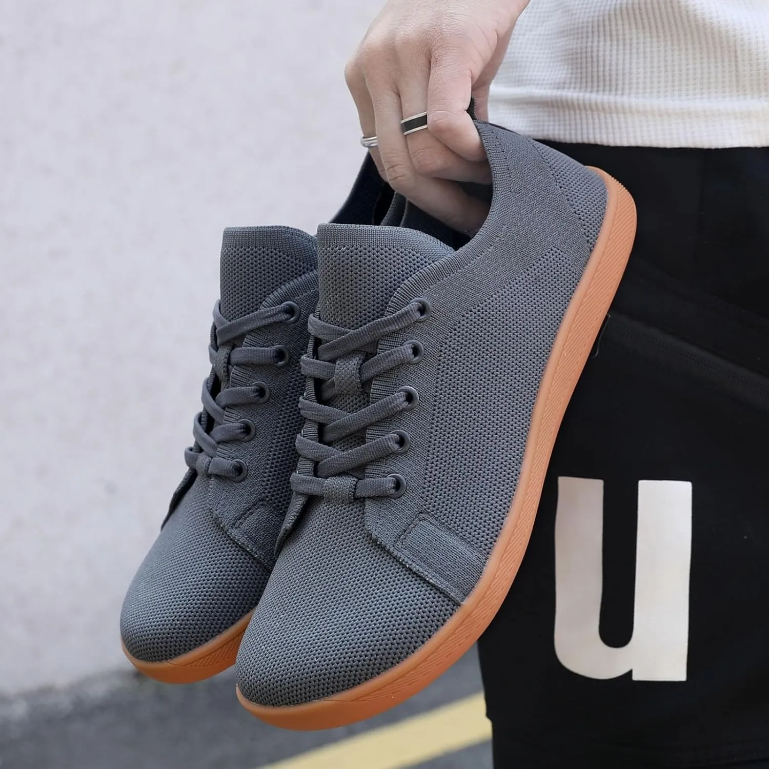 Couple Solid Color Wide Head Outdoor Barefoot Casual Shoes Breathable Comfortable Mens Sneaker Shoes with Arch Support