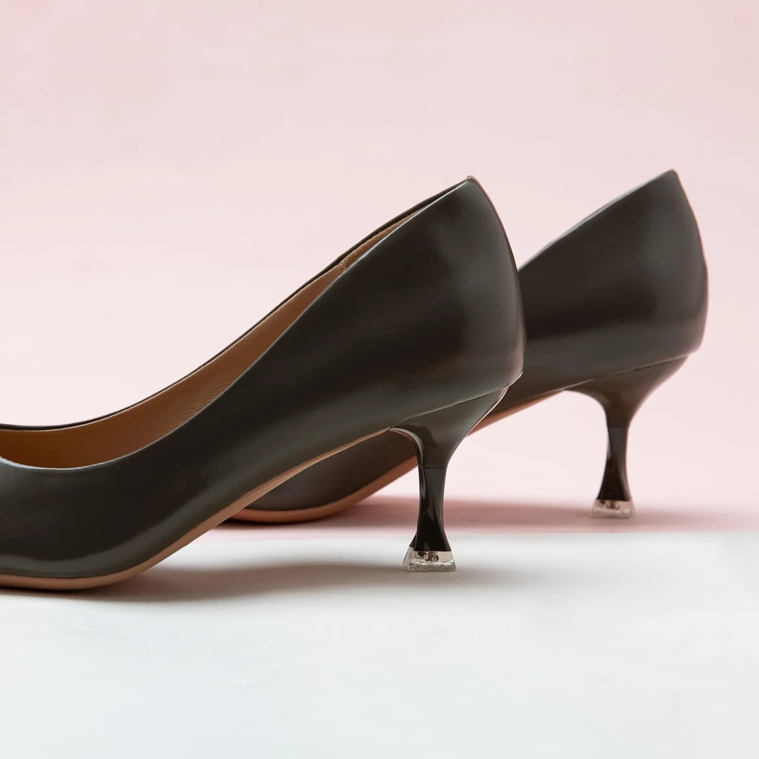 C.Paravano Classic Women's Pumps Metal Square Buckle Pointy Heels for Ladies Stiletto Heel Pointed Toe Dressy Womens Heels Comfortable Office Wear