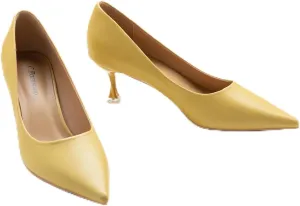 C.Paravano Classic Women's Pumps Metal Square Buckle Pointy Heels for Ladies Stiletto Heel Pointed Toe Dressy Womens Heels Comfortable Office Wear