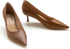 C.Paravano Classic Women's Pumps Metal Square Buckle Pointy Heels for Ladies Stiletto Heel Pointed Toe Dressy Womens Heels Comfortable Office Wear
