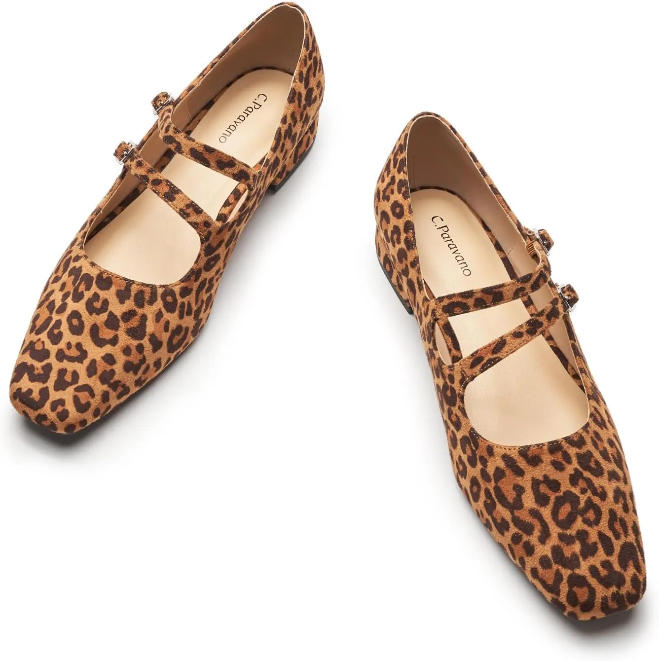 C.Paravano Luxury Mary Jane Ballet Flats: Adjustable Double Straps & Square Toe|Premium Comfort for Gallery Openings, Spring Brunches|Style w/Midi Skirts or Cropped Trousers