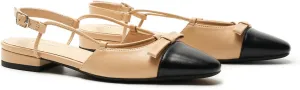 C.Paravano Women's Almond Toe Slingback Flats with Cap, Stylish Comfort Flats for Casual, Dressy, Office Wear