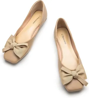 C.Paravano Women's Flats | Square Toe Shoes for Women | Leather Flat Shoes for Women | Slip On Ballet Flats