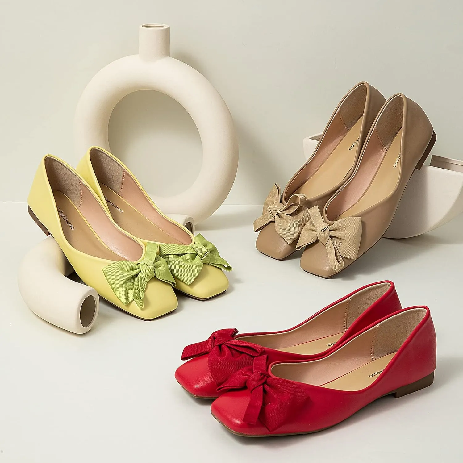 C.Paravano Women's Flats | Square Toe Shoes for Women | Leather Flat Shoes for Women | Slip On Ballet Flats
