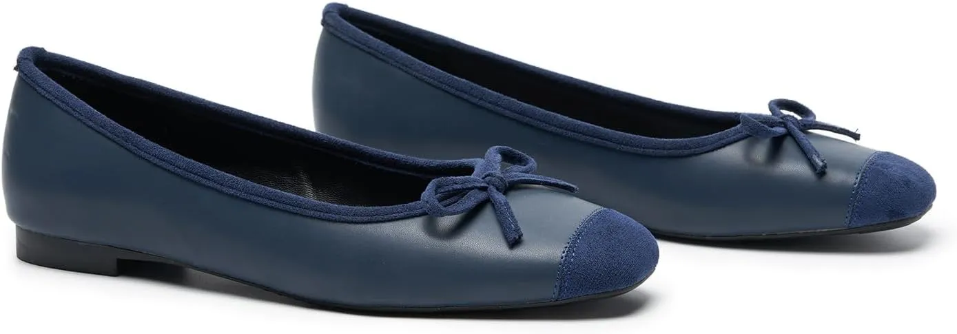 C.Paravano Women's Flats with Bowknot | Casual Slip On Dress Shoes | Comfortable Square Toe Shoes | Women Ballet Flats for Wedding Work Office Business
