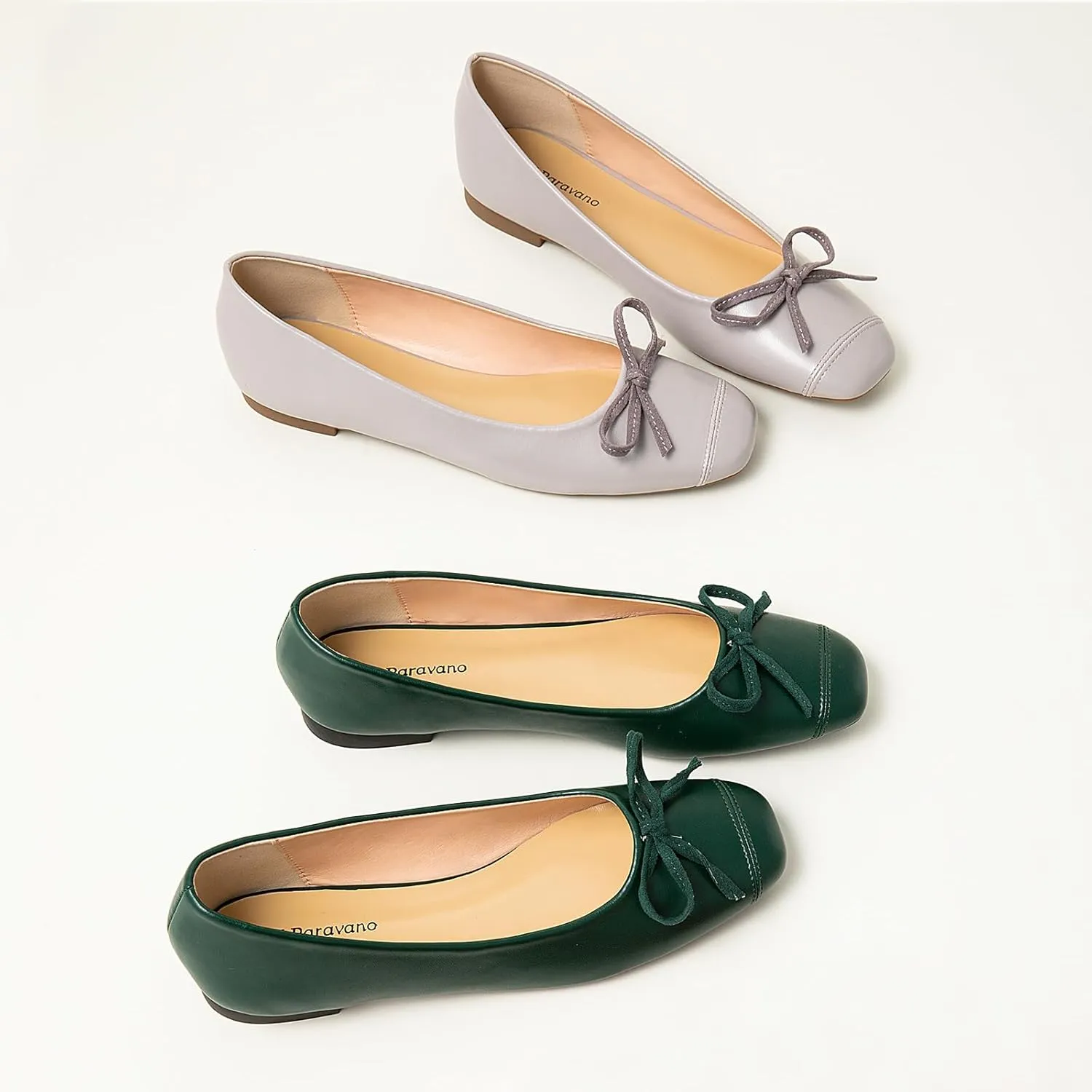 C.Paravano Women's Flats with Bowknot | Casual Slip On Dress Shoes | Comfortable Square Toe Shoes | Women Ballet Flats for Wedding Work Office Business