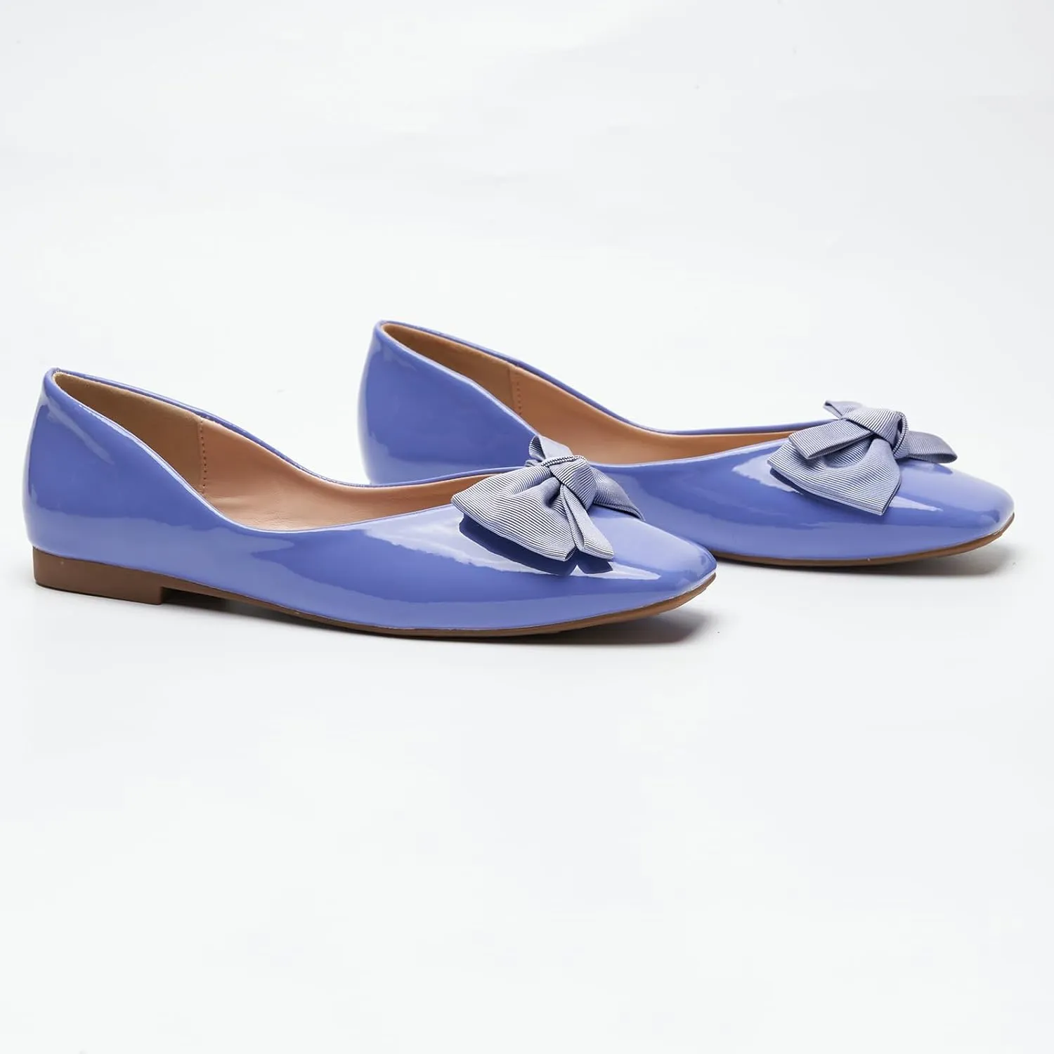 C.Paravano Women's Shoes with Bow | Casual Slip On Ballet Flats | Comfortable Square Toe Walking Shoes | Women Dressy Flats for Wedding Work Business Office