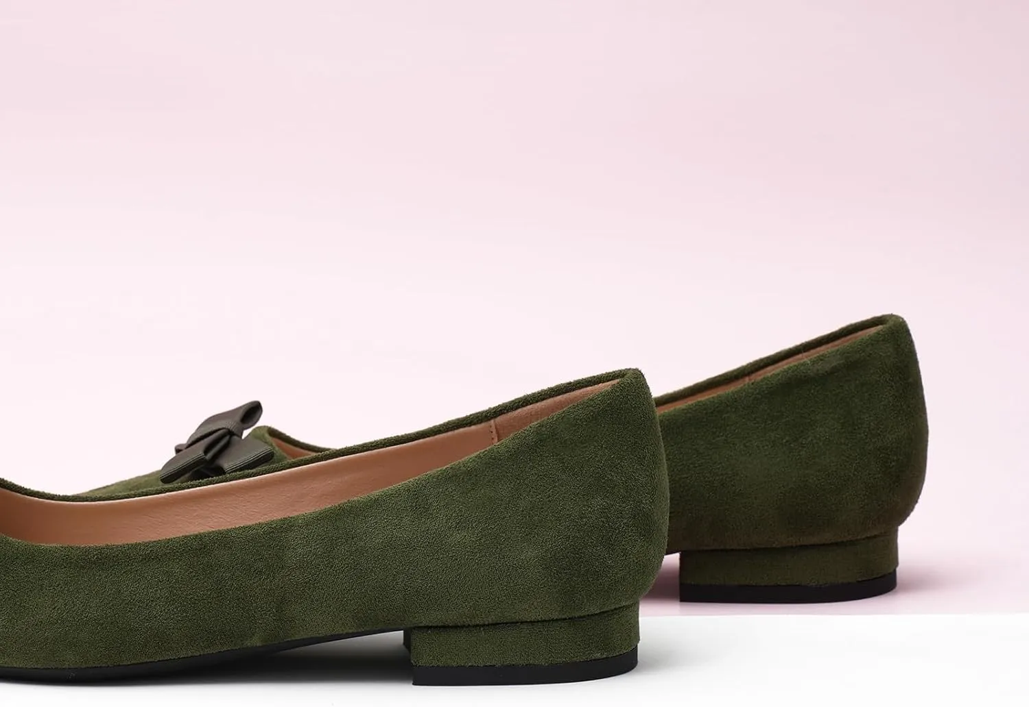C.Paravano Women's Suede Bow Knot Ballet Flats Pointed Toe Slip-On Comfort Shoes for Casual & Formal Wear