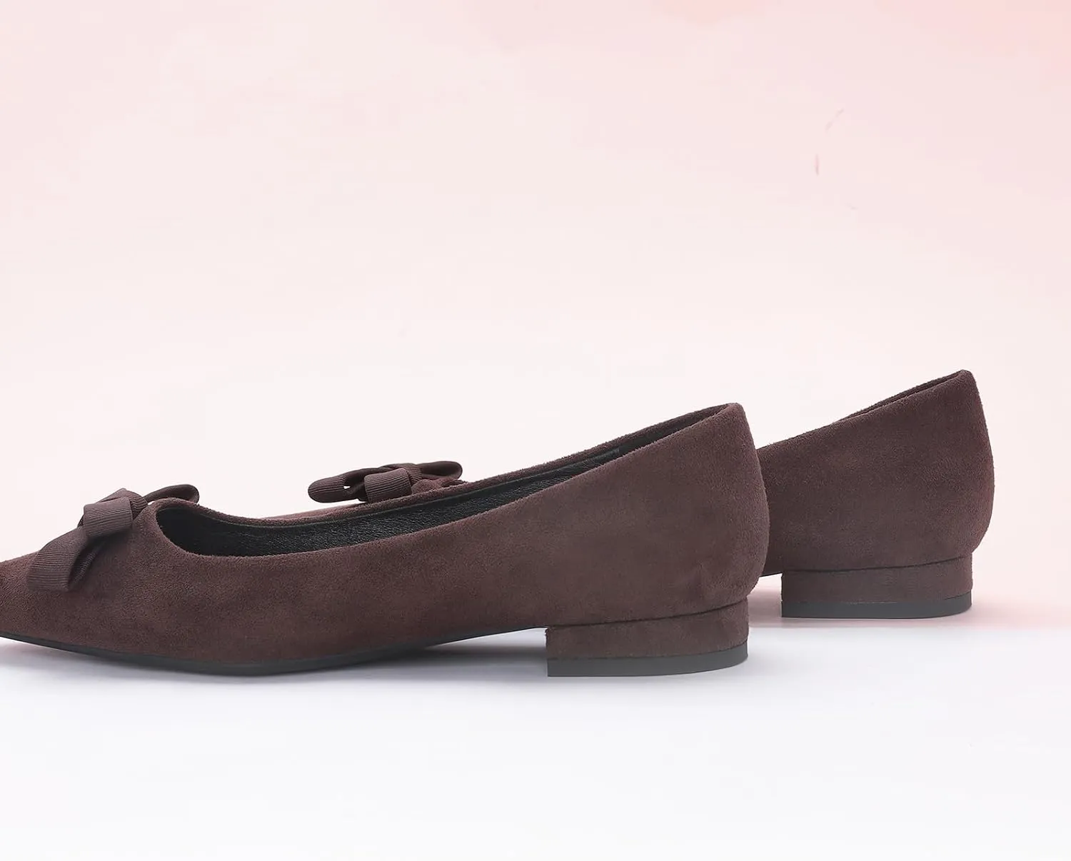C.Paravano Women's Suede Bow Knot Ballet Flats Pointed Toe Slip-On Comfort Shoes for Casual & Formal Wear