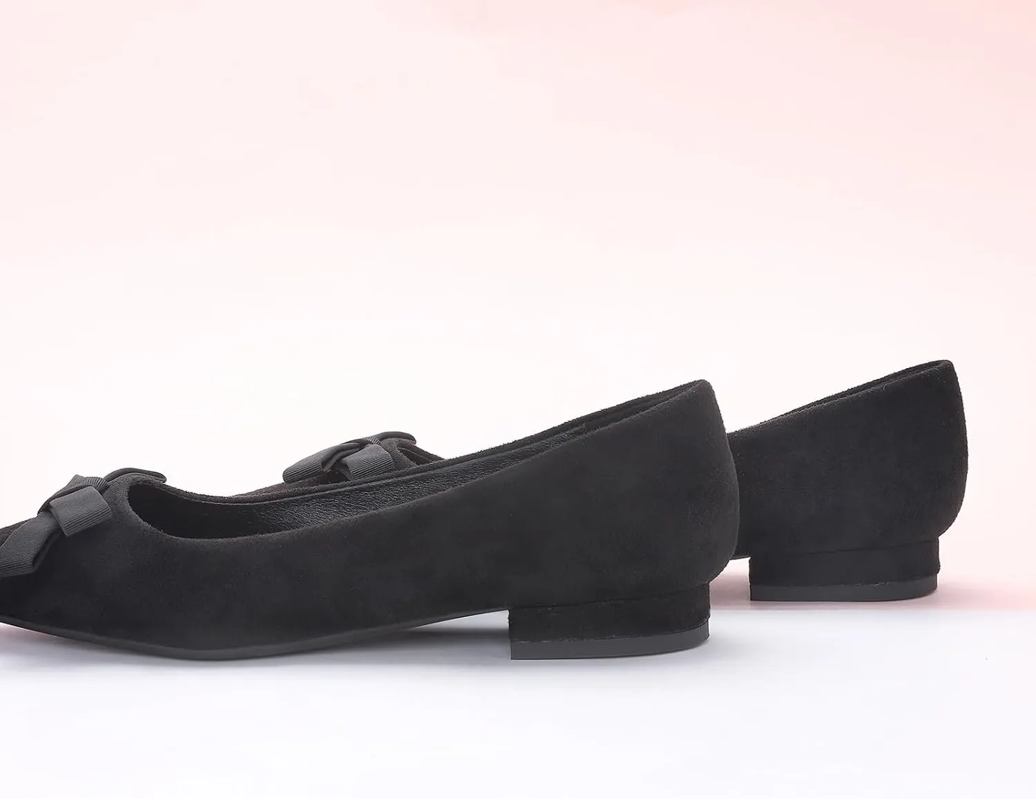 C.Paravano Women's Suede Bow Knot Ballet Flats Pointed Toe Slip-On Comfort Shoes for Casual & Formal Wear